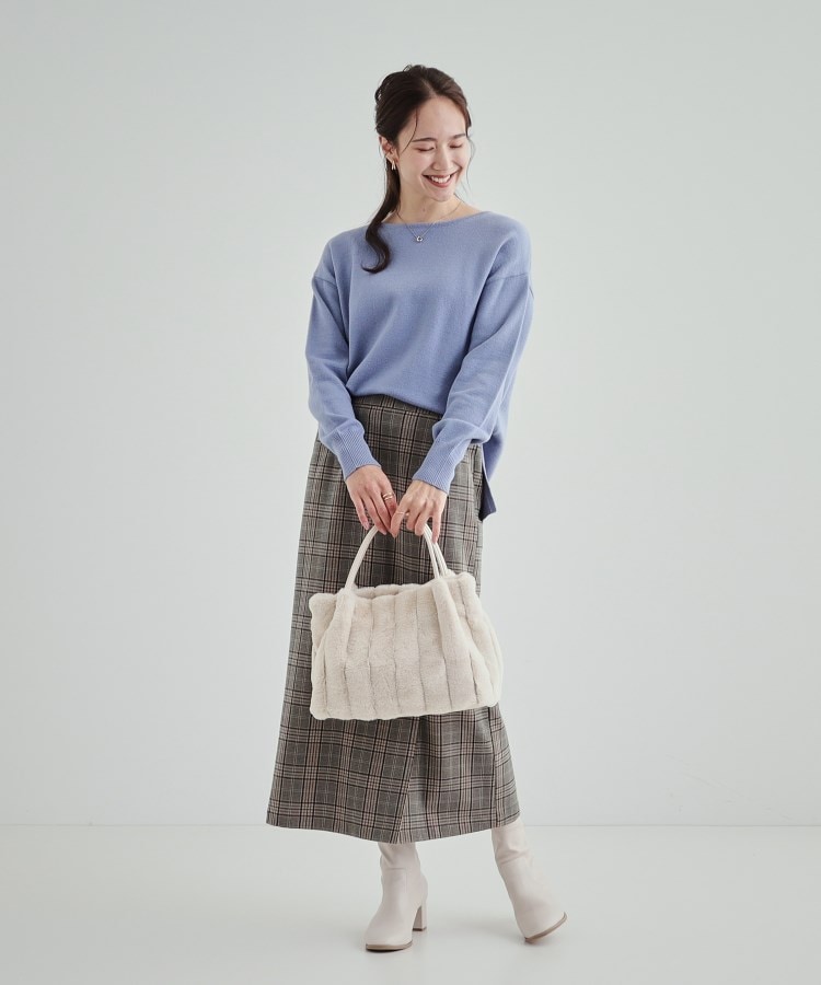 シューラルー(SHOO・LA・RUE)の【2WAY】上品カラーで取り入れやすい ふわふわ ストライプファートートバッグ16