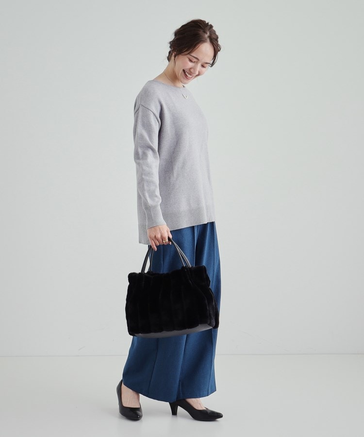 シューラルー(SHOO・LA・RUE)の【2WAY】上品カラーで取り入れやすい ふわふわ ストライプファートートバッグ18
