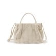シューラルー(SHOO・LA・RUE)の【2WAY】上品カラーで取り入れやすい ふわふわ ストライプファートートバッグ アイボリー(004)