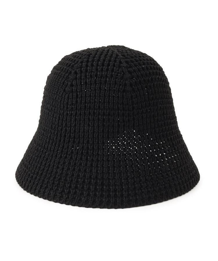 シューラルー(SHOO・LA・RUE)のバックスリットリボン付ベル型ニット帽 ブラック(019)