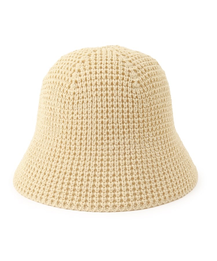 シューラルー(SHOO・LA・RUE)のバックスリットリボン付ベル型ニット帽 ライトベージュ(051)