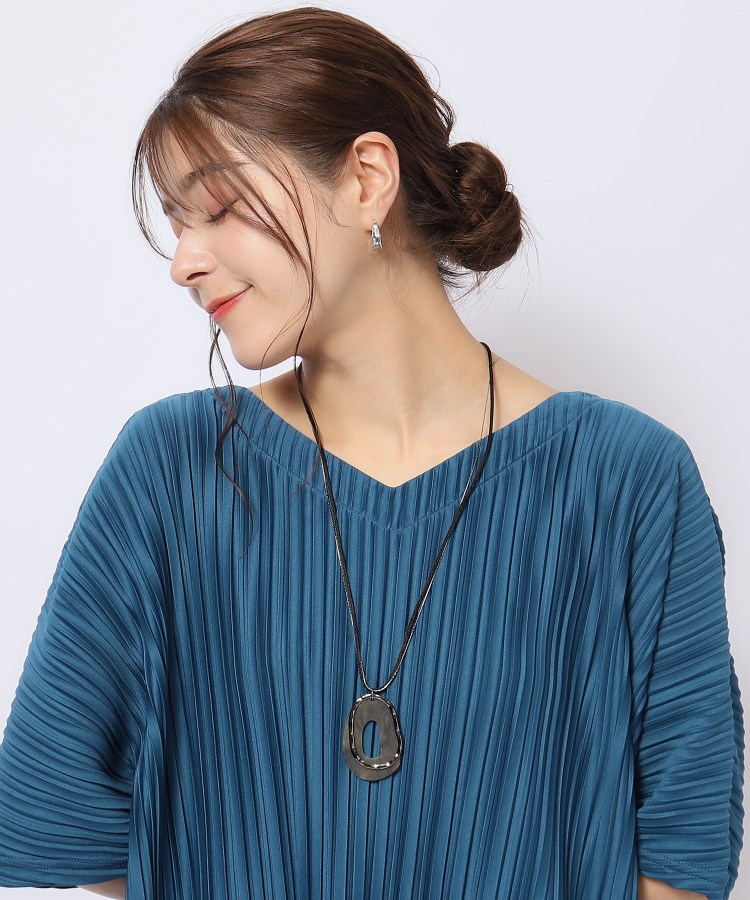 楕円モチーフ紐&メタルネックレス(ネックレス) | SHOO・LA 楕円モチーフ紐&メタルネックレス(ネックレス) | SHOO・LA