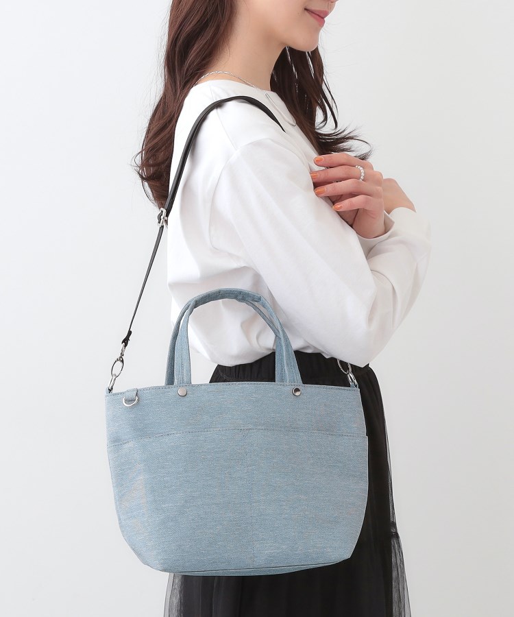 シューラルー(SHOO・LA・RUE)の【撥水】あおりポケット2WAYトートバッグ ブルー(092)