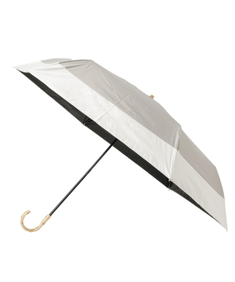 シューラルー(SHOO・LA・RUE)の【折りたたみ傘/晴雨兼用/because】バンブーバイカラー グレー(512)