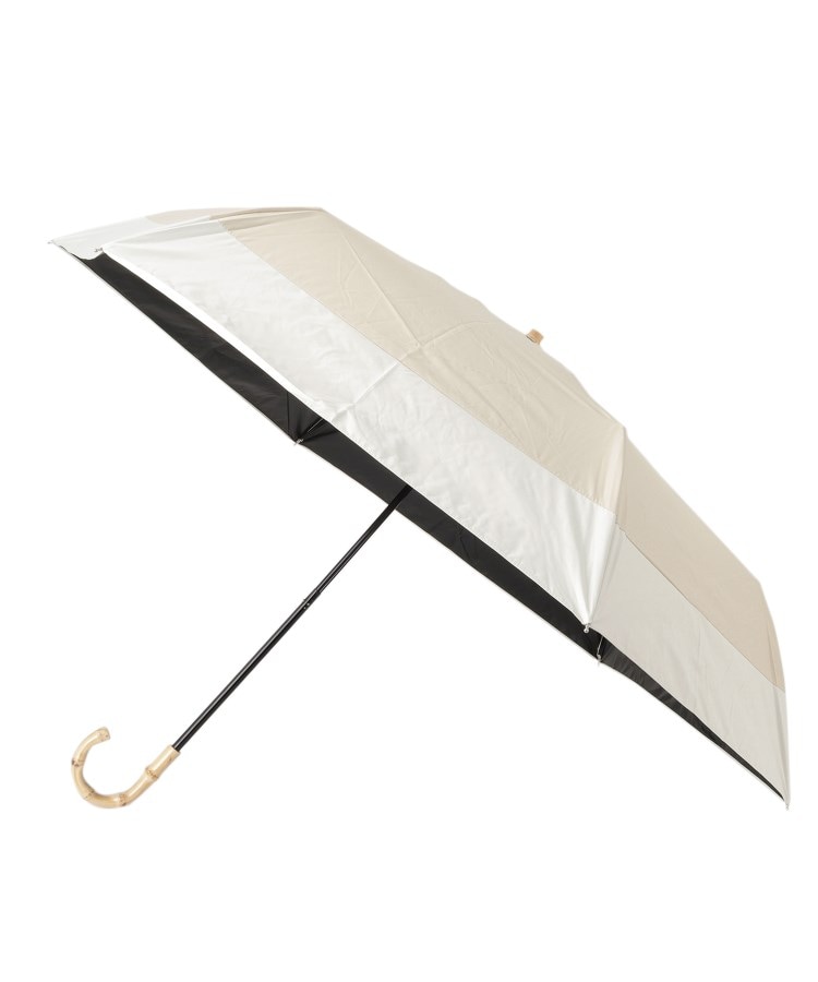 シューラルー(SHOO・LA・RUE)の【折りたたみ傘/晴雨兼用/because】バンブーバイカラー ベージュ(552)
