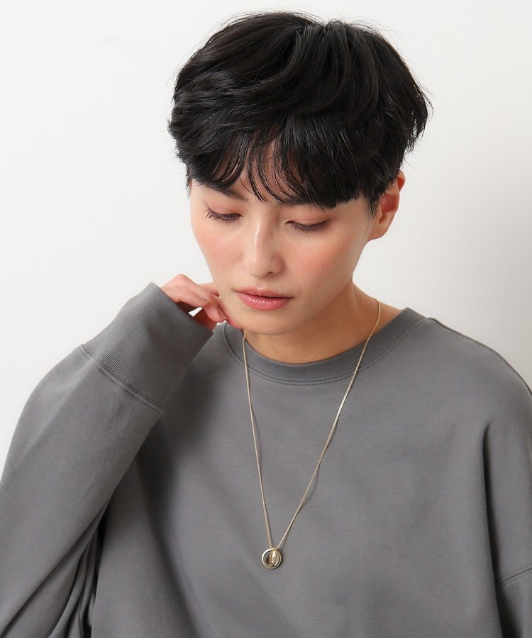 ビジューリング×メタルリングロングネックレス(ネックレス ビジューリング×メタルリングロングネックレス(ネックレス