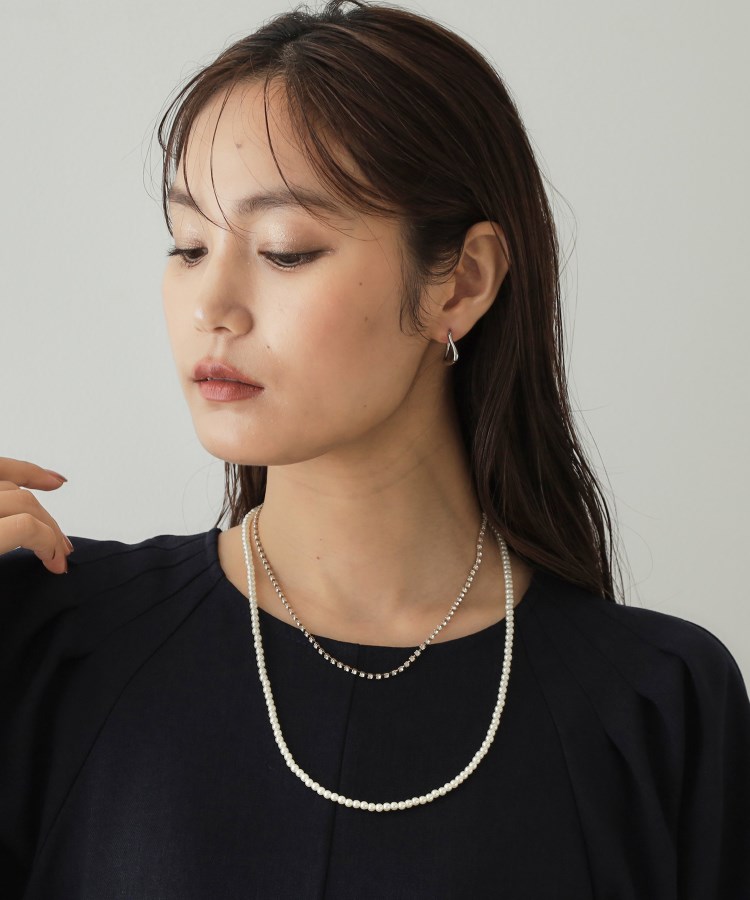 フェイクパール×ビジュー2連ネックレス(ネックレス) | OPAQUE フェイクパール×ビジュー2連ネックレス(ネックレス) | OPAQUE