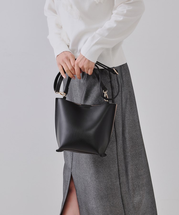 2WAY】バイカラーワンハンドルミニショルダーバッグ(ショルダー 2WAY】バイカラーワンハンドルミニショルダーバッグ(ショルダー