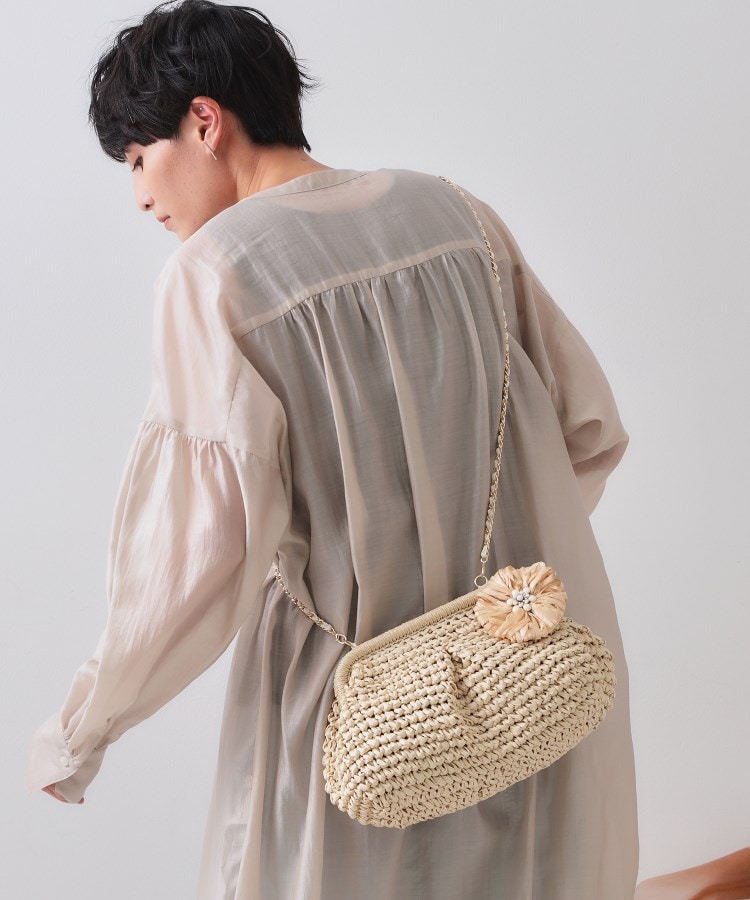 3WAY】フラワークリップ付きがま口ペーパーショルダーバッグ 3WAY】フラワークリップ付きがま口ペーパーショルダーバッグ