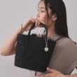 オペークドットクリップ(OPAQUE.CLIP)のラメバスケット調ハンドバッグ ブラック(019)