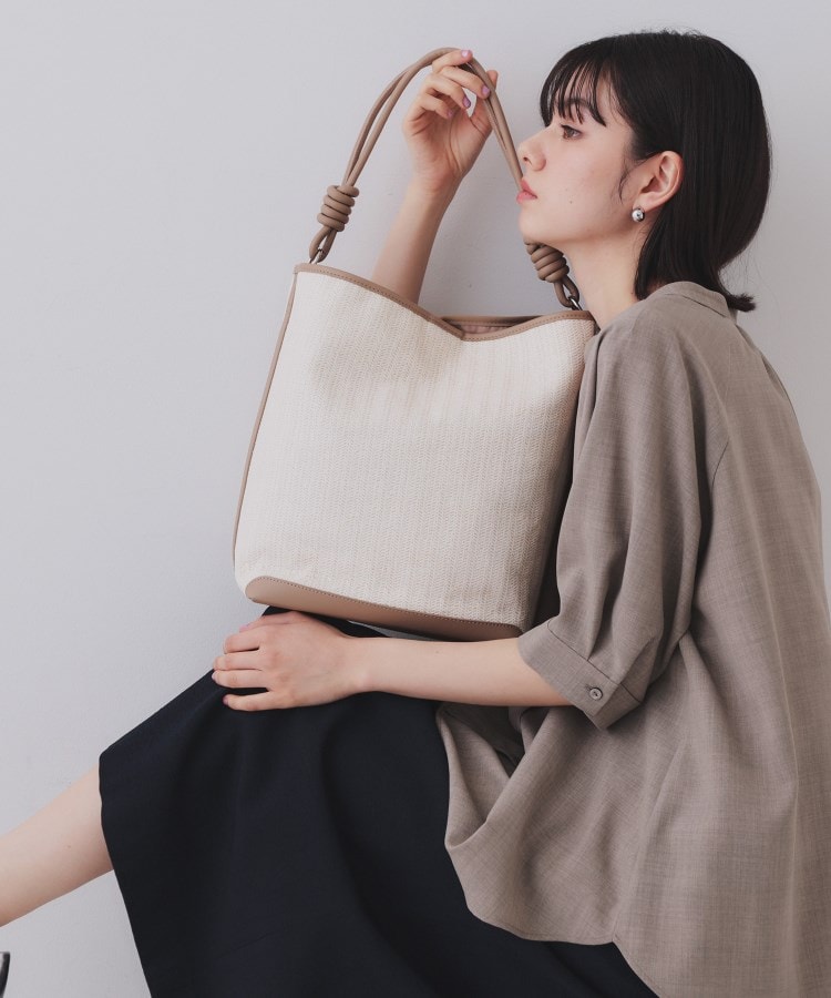巾着入りPVCショルダーバッグ(ONE SIZE サックス): ファッション