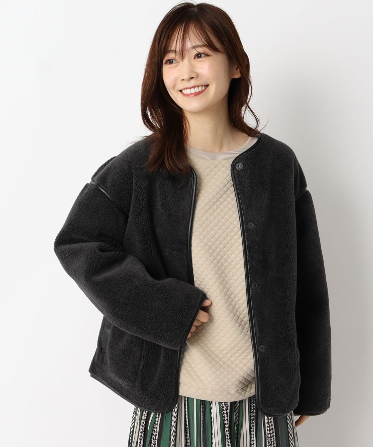 ◇フェイクムートンリバーシブルジャケット(ノーカラー ◇フェイクムートンリバーシブルジャケット(ノーカラー