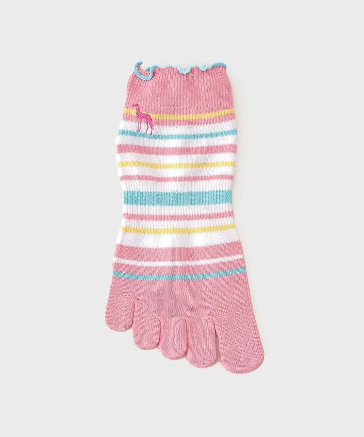 アダバット(レディース)(adabat(Ladies))の5本指ボーダーベリーショートソックス ピンク(371)