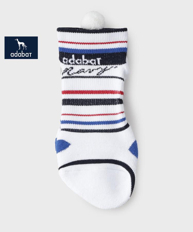 アダバット(レディース)(adabat(Ladies))の【新レーベル ADABAT NAVY】ボンボンベリーショート3Dソックス ホワイト(301)