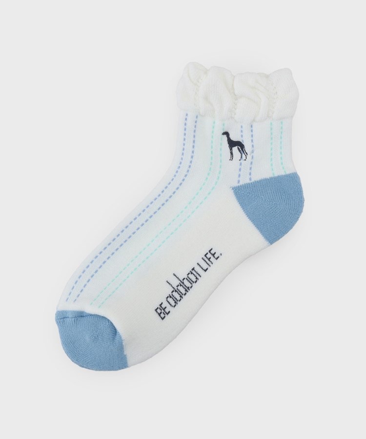 アダバット(レディース)(adabat(Ladies))のフレンチストライプショートソックス ホワイト(001)