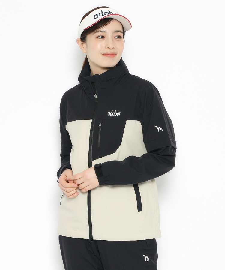 アダバット(レディース)(adabat(Ladies))の撥水加工 バイカラーレインブルゾン1