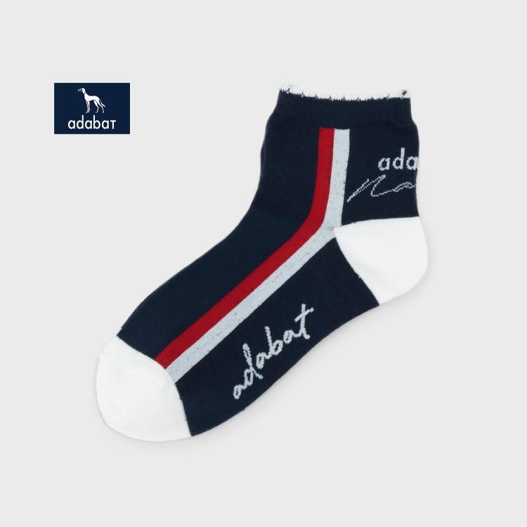 アダバット(レディース)(adabat(Ladies))の【新レーベル ADABAT NAVY】サイドラインショートソックス ソックス