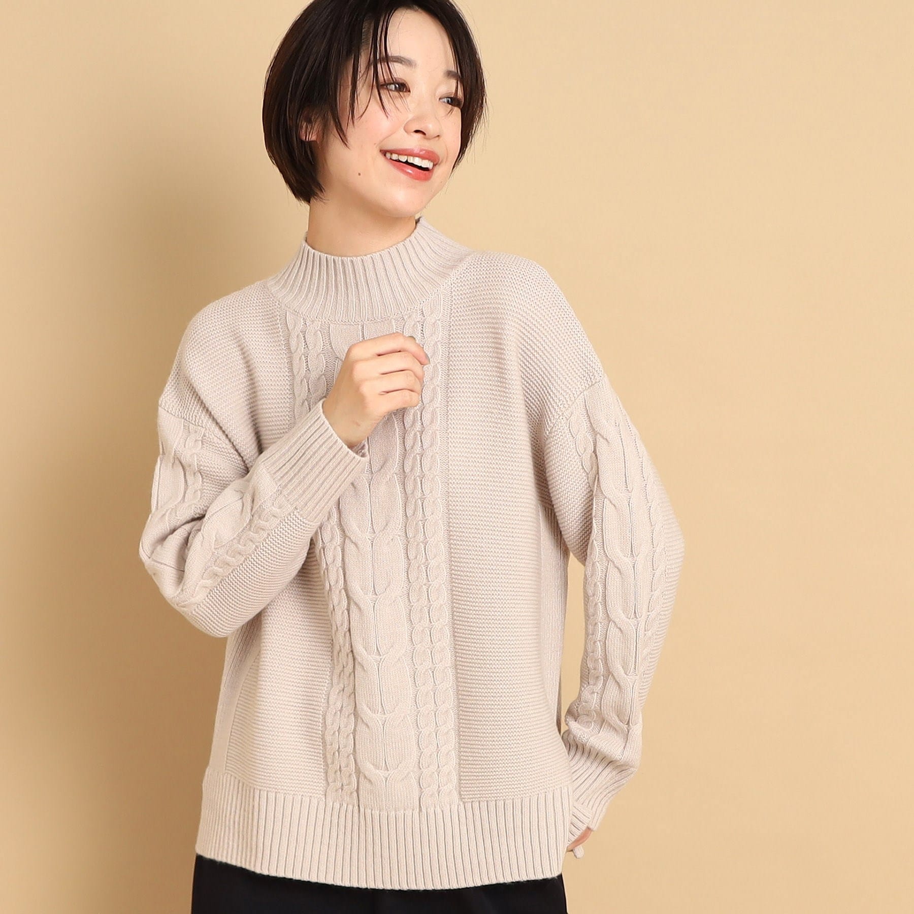 デッサン(レディース)(Dessin(Ladies))の【洗える】ケーブルモックネックニット（XS～L）12