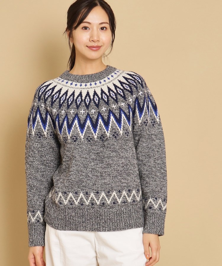 【FAMILIAR】紺色冬のアイテム柄セーター