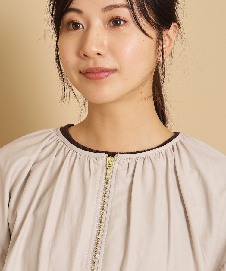 軽羽織り・洗える】ノーカラーギャザーブルゾン(S~L)(ブルゾン