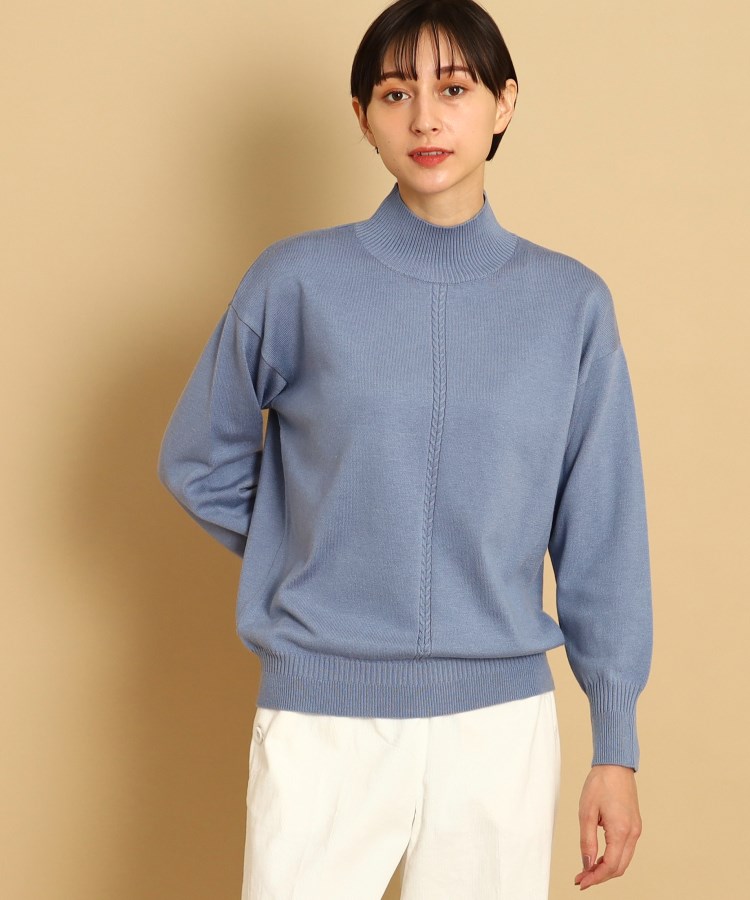 デッサン(レディース)(Dessin(Ladies))の【洗える】ウールブレンドハイネックニット（XS～L） ブルー(091)