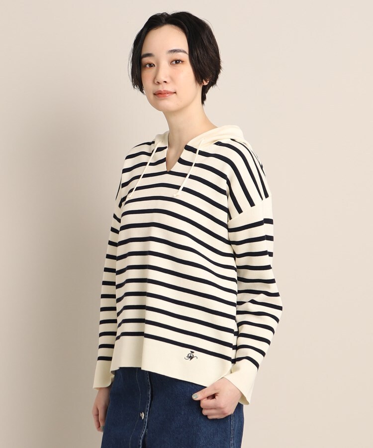 ドラマ 王様に捧ぐ薬指 橋本環奈さん着用】フーデッドボーダーニット