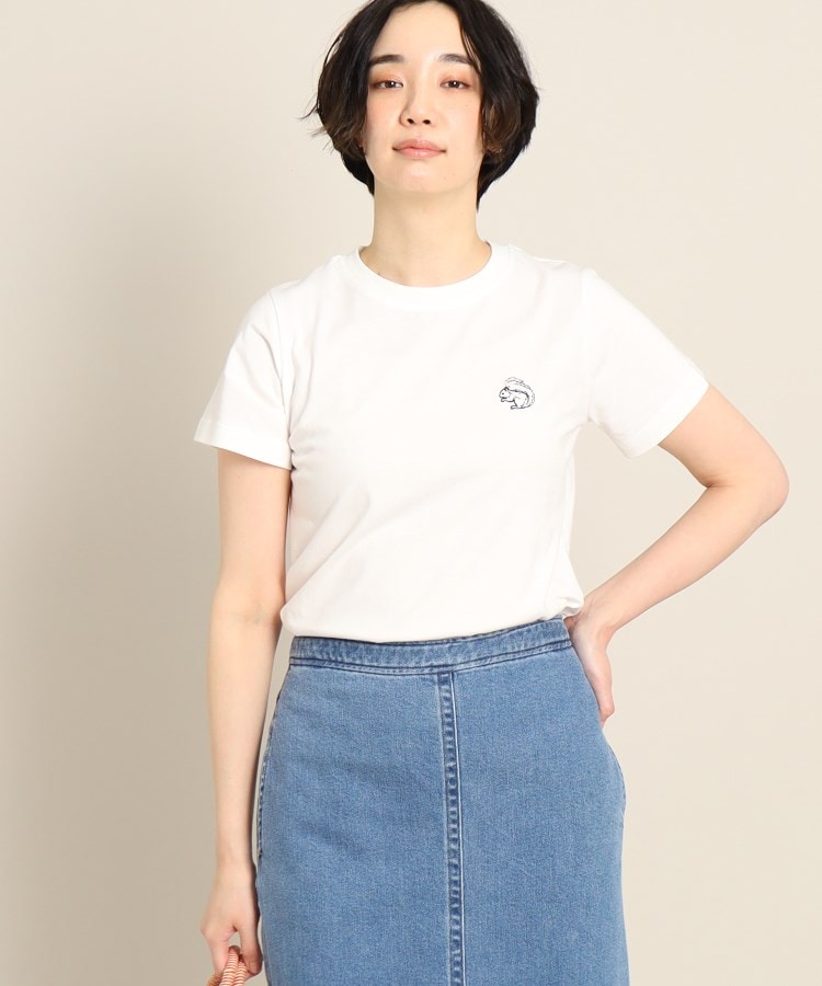 デッサン(レディース)(Dessin(Ladies))のワンポイント刺繍Tシャツ<S~L> ホワイト(001)