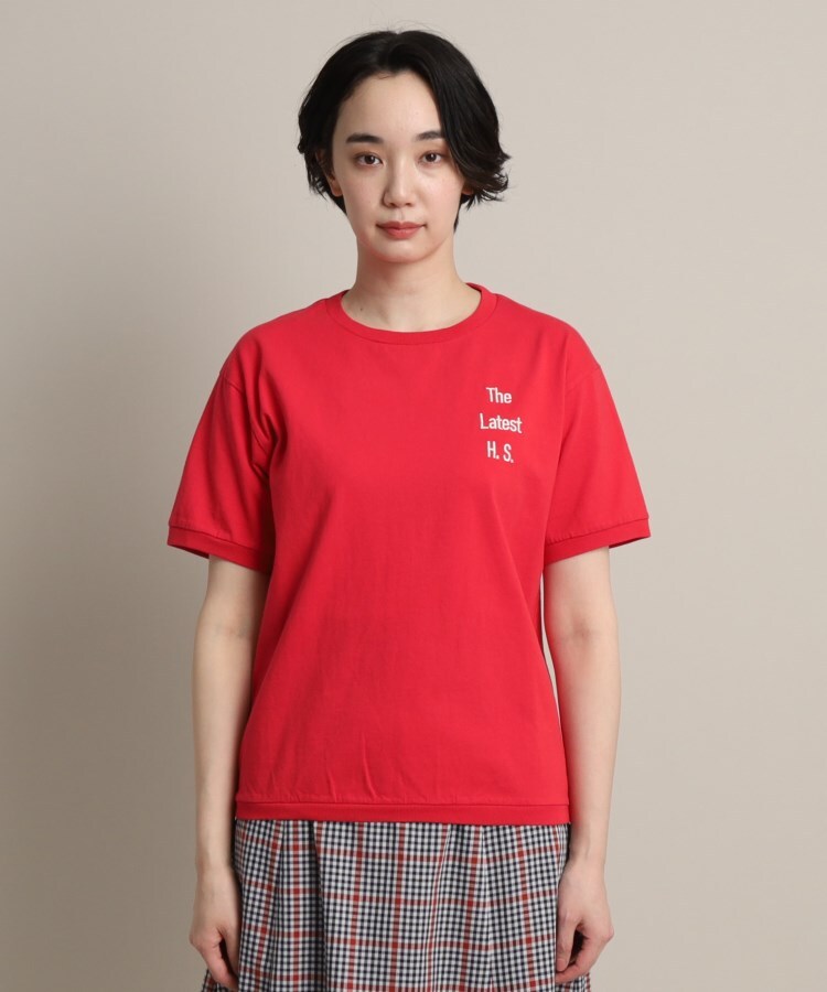 デッサン(レディース)(Dessin(Ladies))の【洗える】リブ入り刺繍Tシャツ1