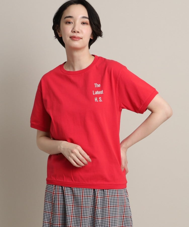 デッサン(レディース)(Dessin(Ladies))の【洗える】リブ入り刺繍Tシャツ ラズベリーピンク(073)