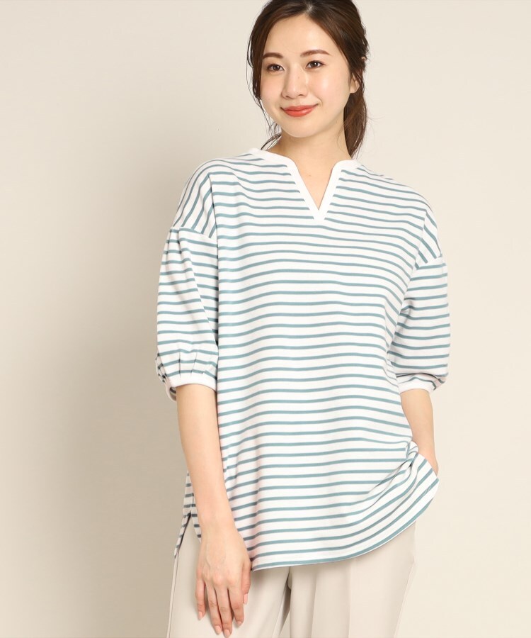 定価12,980円ボーダーパフカットソーLIGHTBLUE