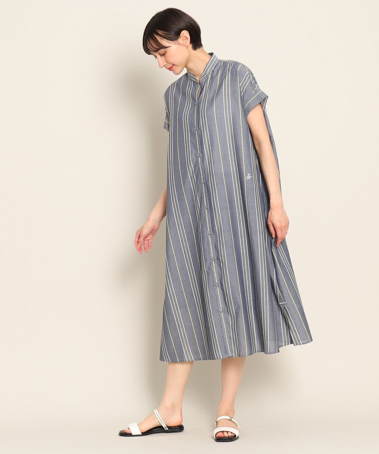 デッサン(レディース)(Dessin(Ladies))の【洗える】バンドカラーマルチストライプシャツワンピース<S~L> レモンイエロー(331)