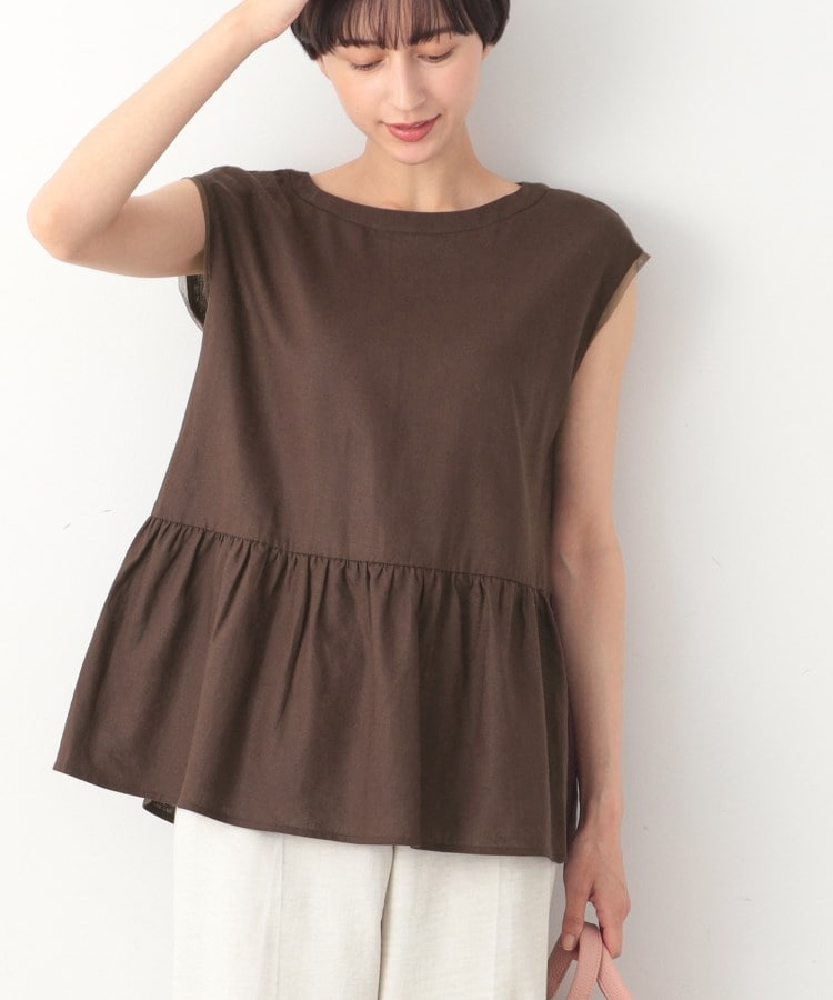 デッサン(レディース)(Dessin(Ladies))のペプラムブラウス ブラウン(044)