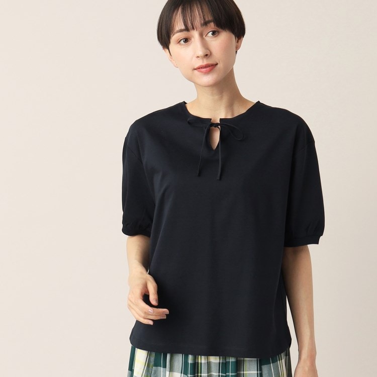 デッサン(レディース)(Dessin(Ladies))のシフォンリボン付きカットソージャージ カットソー