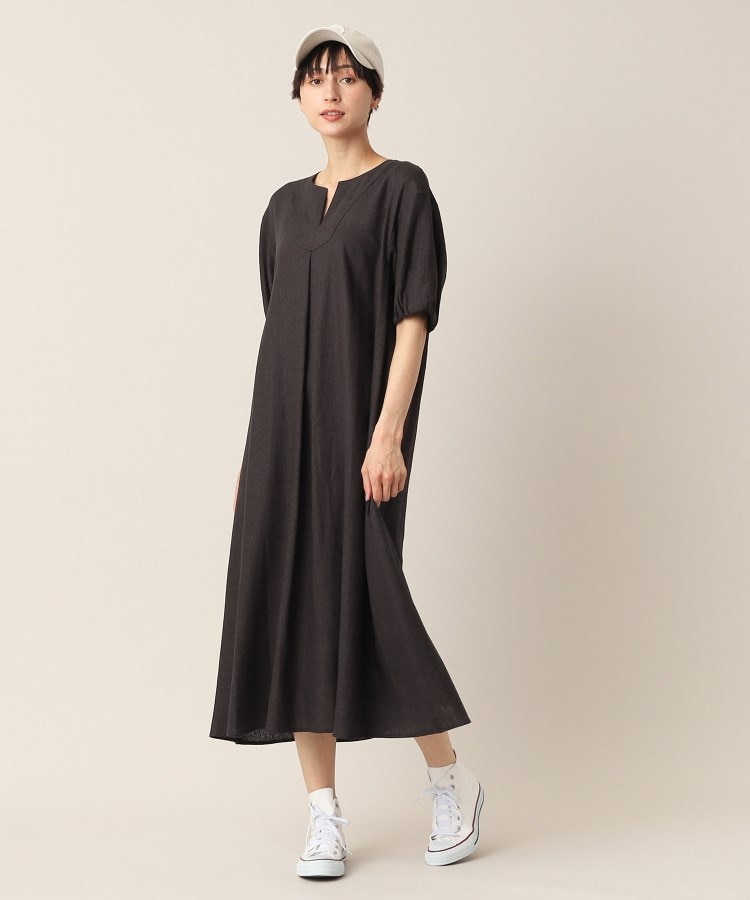 デッサン(レディース)(Dessin(Ladies))の【洗える】リネンブレンドキーネックワンピース7