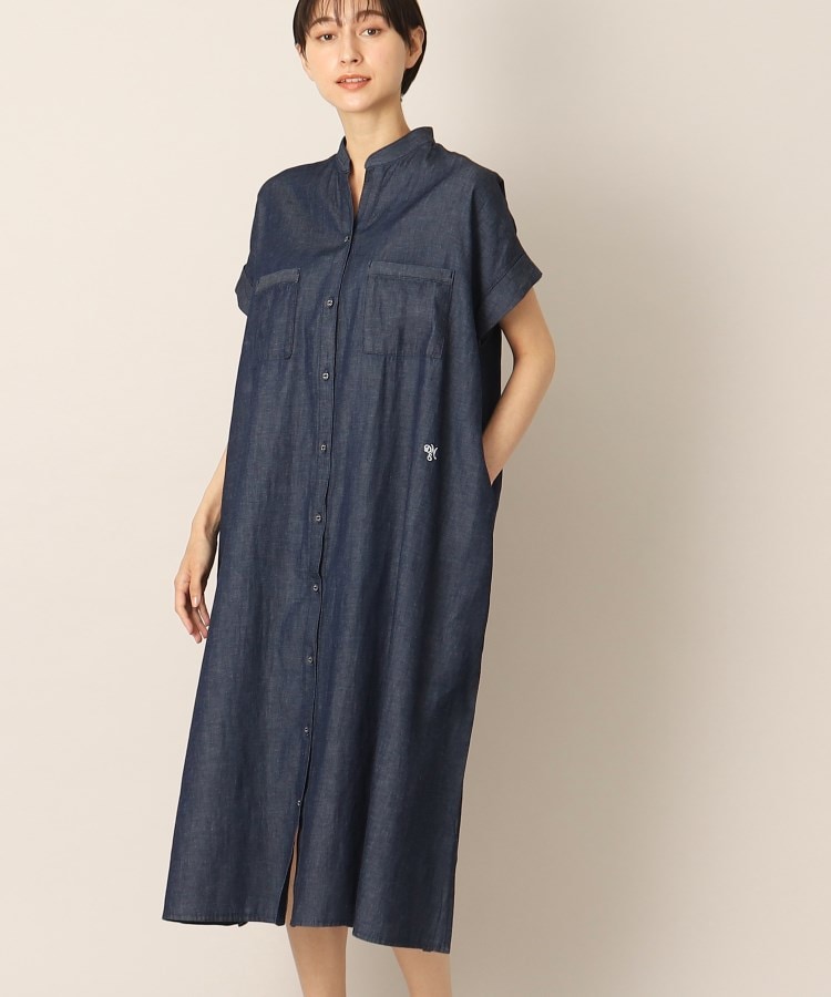 デッサン(レディース)(Dessin(Ladies))のバンドカラーデニム調ワンピース（S～L）6