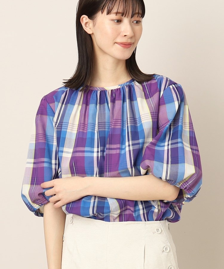デッサン(レディース)(Dessin(Ladies))の【洗える】ランタンスリーブラメチェックブラウス9