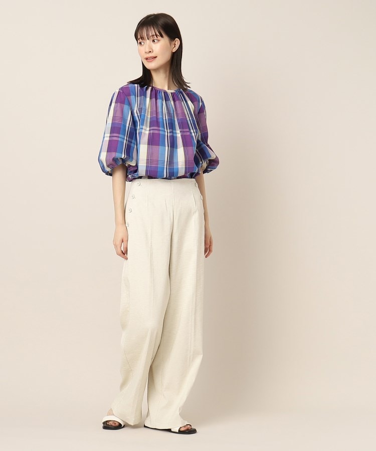 デッサン(レディース)(Dessin(Ladies))の【洗える】ランタンスリーブラメチェックブラウス10