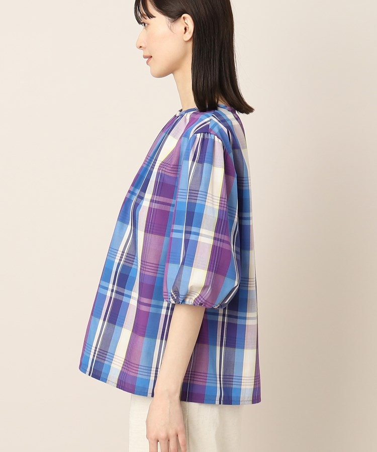 デッサン(レディース)(Dessin(Ladies))の【洗える】ランタンスリーブラメチェックブラウス14