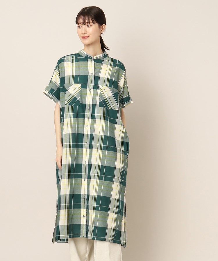 デッサン(レディース)(Dessin(Ladies))のアソート柄ロングシャツワンピース イエロー(231)