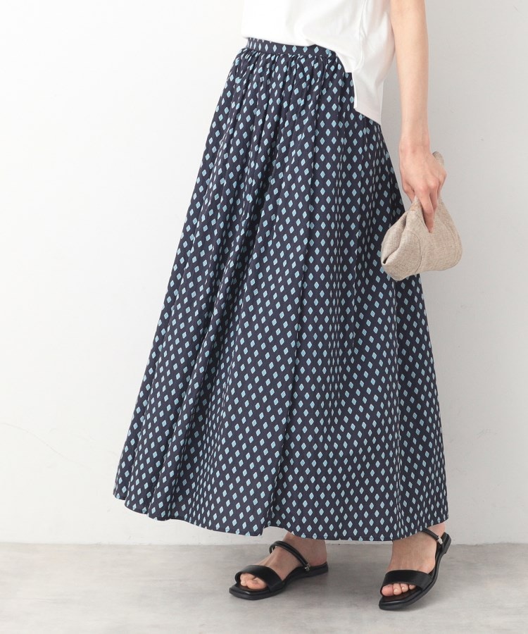 デッサン(レディース)(Dessin(Ladies))の【洗える】小紋プリントスカート ブルー(192)