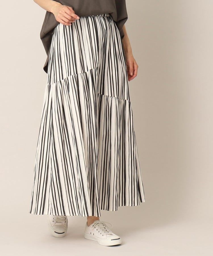 デッサン(レディース)(Dessin(Ladies))のワッシャーストライプスカート（S～L） ブラック(319)