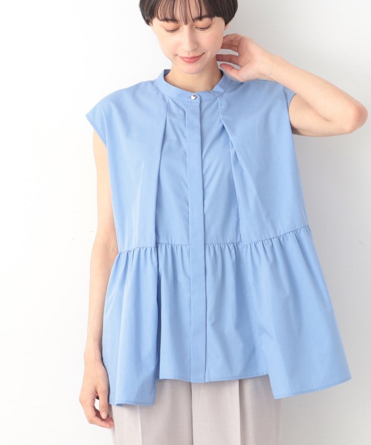 デッサン(レディース)(Dessin(Ladies))の【洗える】タックデザインペプラムブラウス ブルー(092)