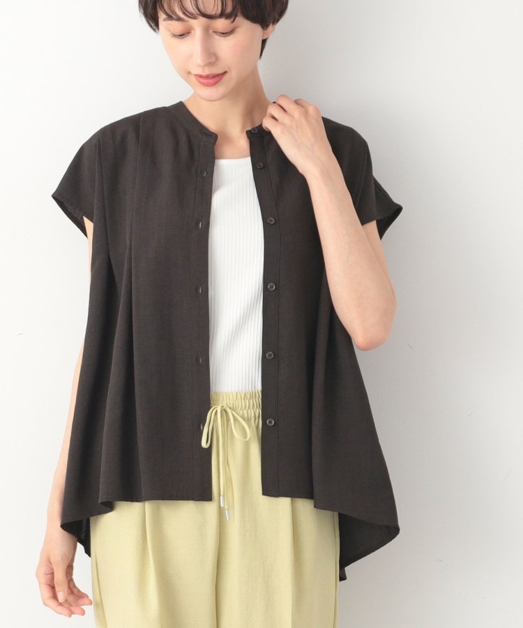 デッサン(レディース)(Dessin(Ladies))の【洗える】テントラインフレンチスリーブブラウス（XS～L） ブラウン(044)