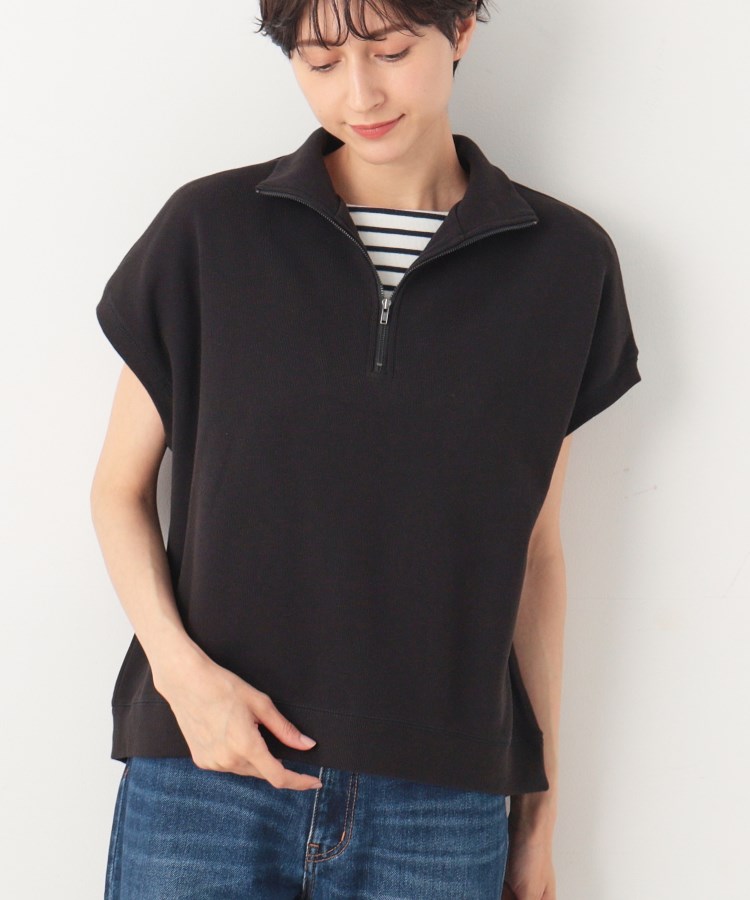 デッサン(レディース)(Dessin(Ladies))の【洗える】ハーフジップカットソー ブラック(019)