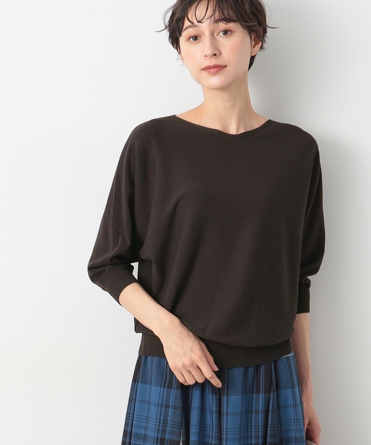 デッサン(レディース)(Dessin(Ladies))の【洗える】後ろボタンニットプルオーバー（XS～L） ブラウン(044)