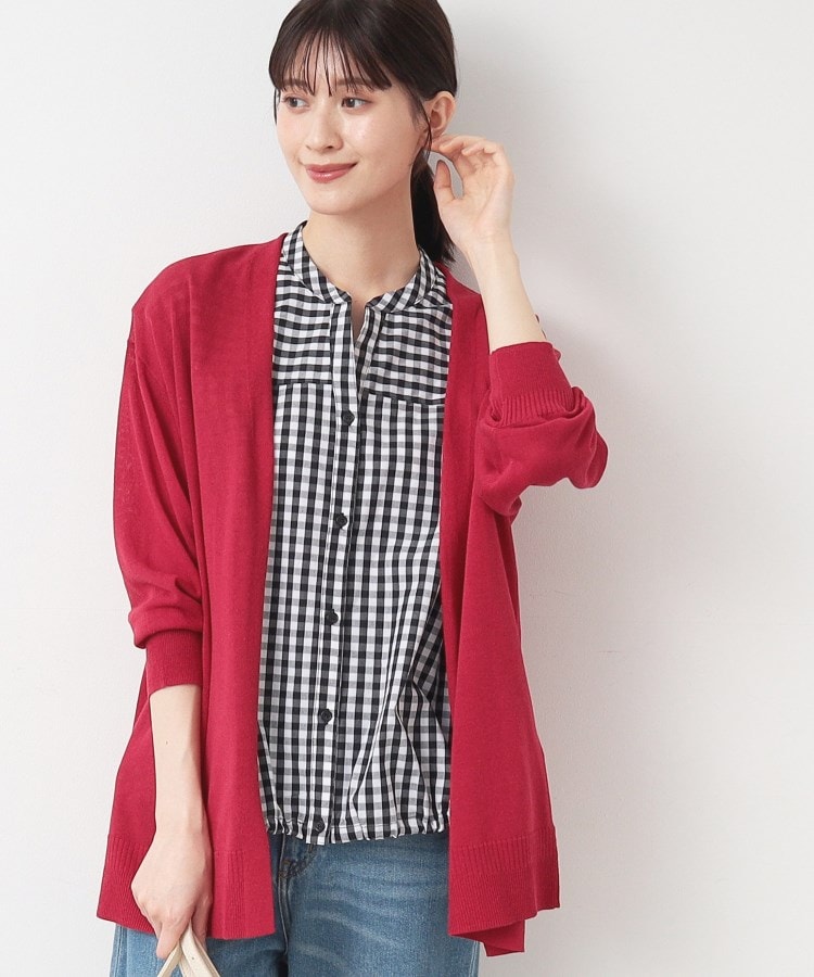 デッサン(レディース)(Dessin(Ladies))の【洗える】ボタンレスカーディガン レッド(063)