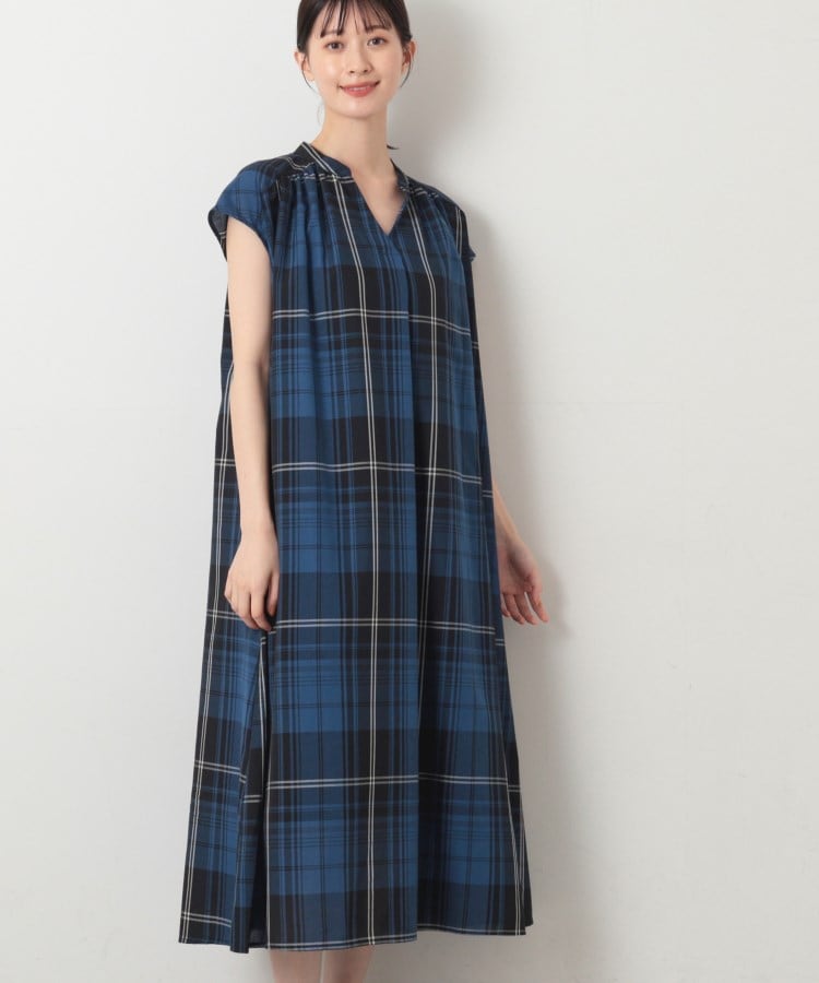 デッサン(レディース)(Dessin(Ladies))の【洗える】チェック柄フレンチスリーブワンピース1