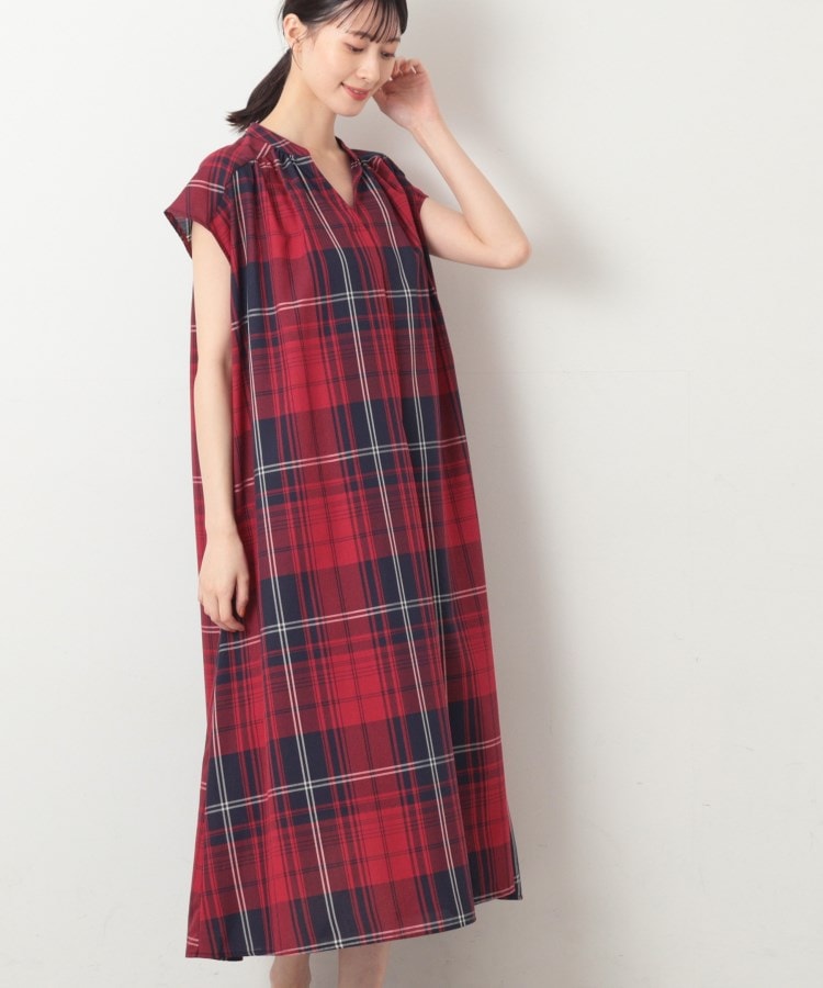 デッサン(レディース)(Dessin(Ladies))の【洗える】チェック柄フレンチスリーブワンピース9