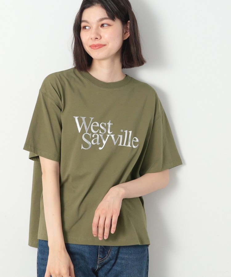 デッサン(レディース)(Dessin(Ladies))の箔ロゴプリント半袖Tシャツ（XS～L） カーキ(027)