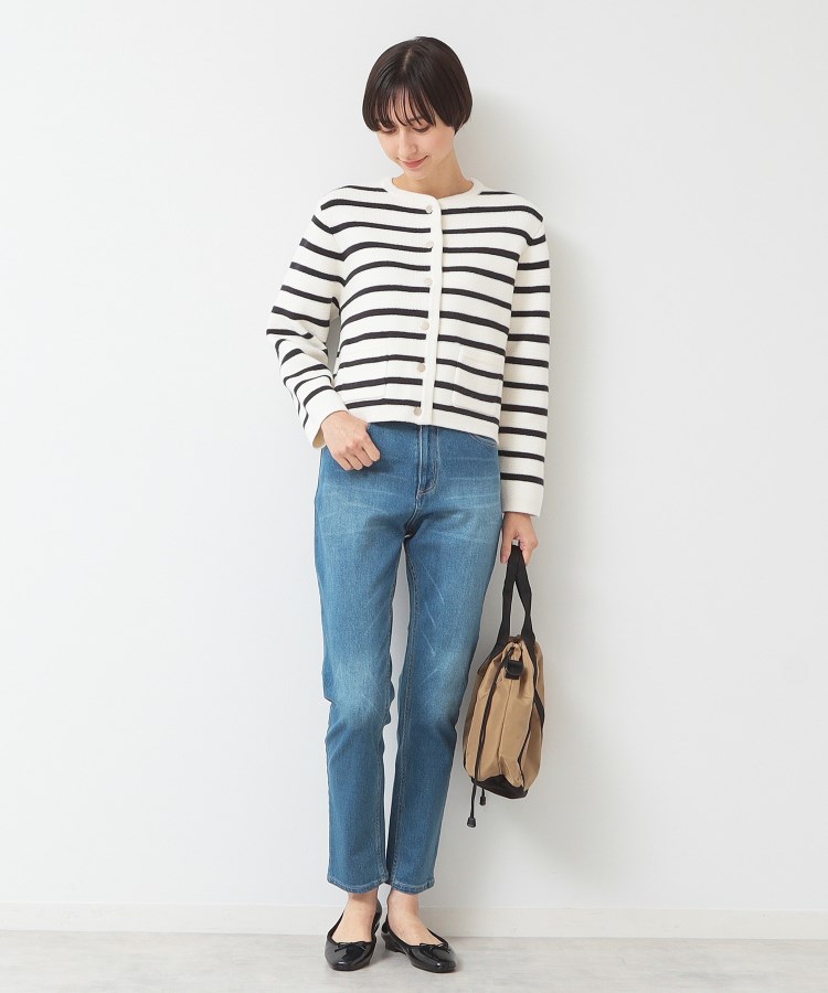 デッサン(レディース)(Dessin(Ladies))の【洗える】ゴールドボタン付きボーダーカーディガン2